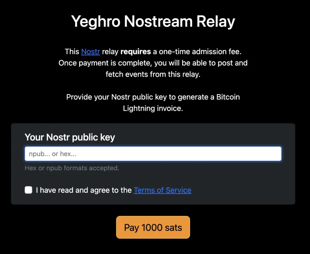 YEGHRO pay-to-relay website example